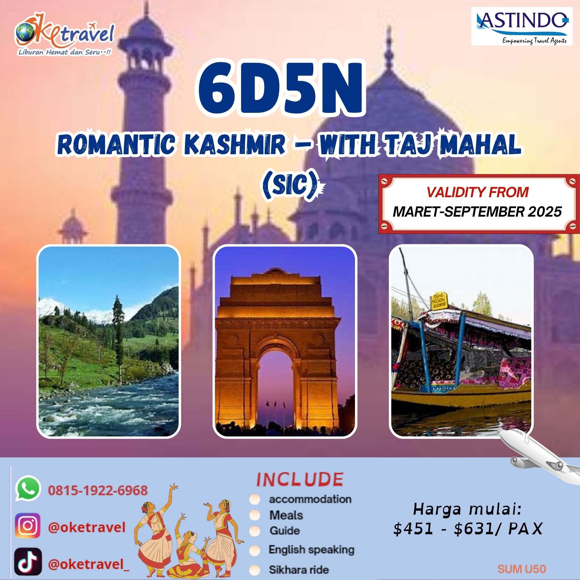 6D5N ROMANTIC KASHMIR WITH TAJ MAHAL (SIC)