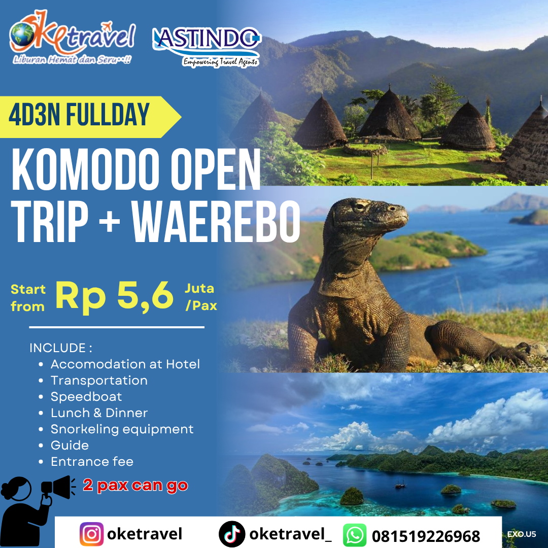 4D3N KOMODO OPEN TRIP PACKAGE (FULLDAY TRIP) + WAEREBO