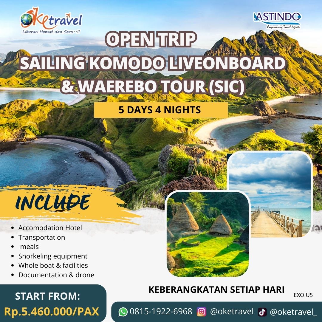 5D4N SAILING KOMODO OPEN TRIP LIVEONBOARD + WAEREBO TOUR