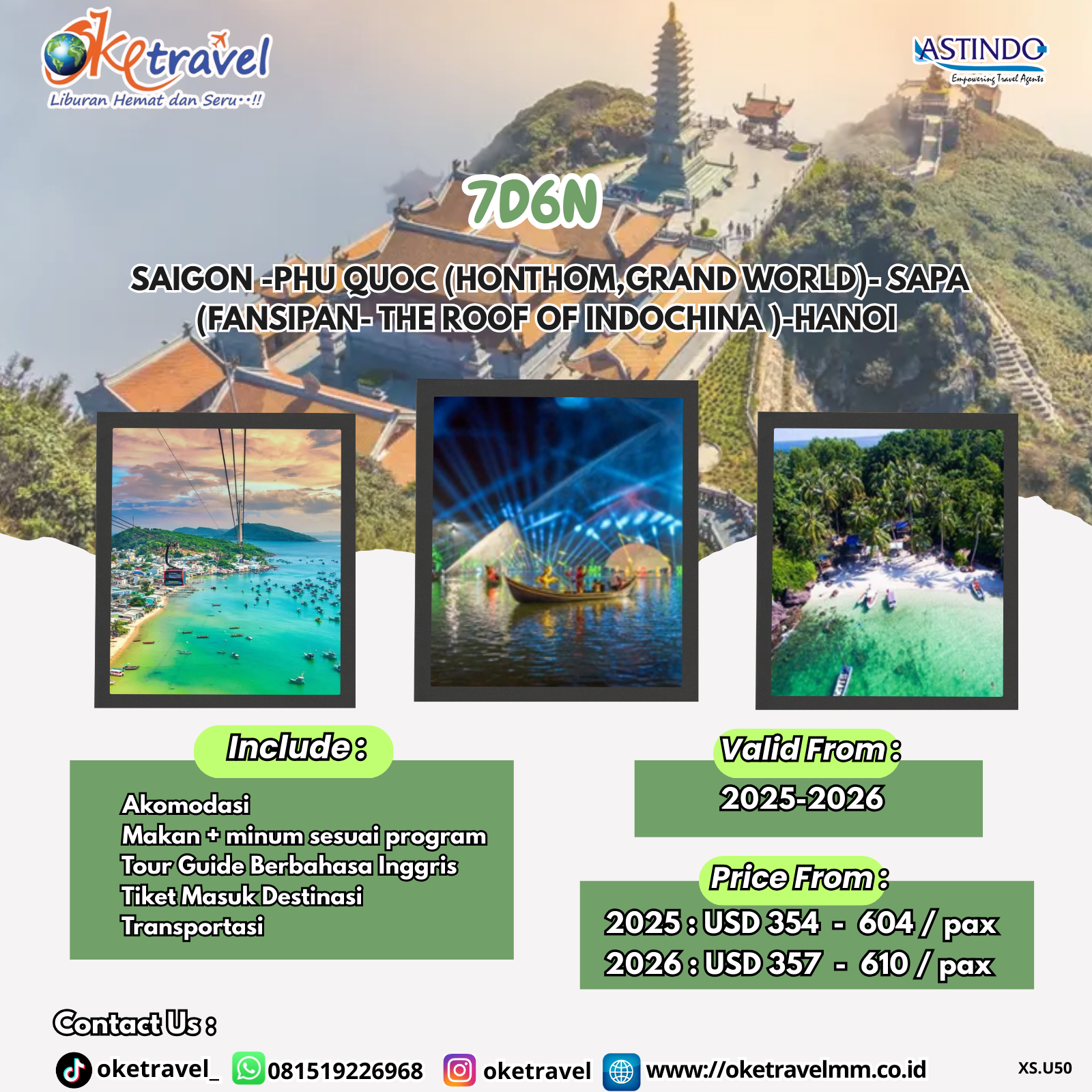 7D6N  SAIGON -PHU QUOC (HONTHOM,GRAND WORLD)- SAPA (FANSIPAN- THE  ROOF OF INDOCHINA )-HANOI 