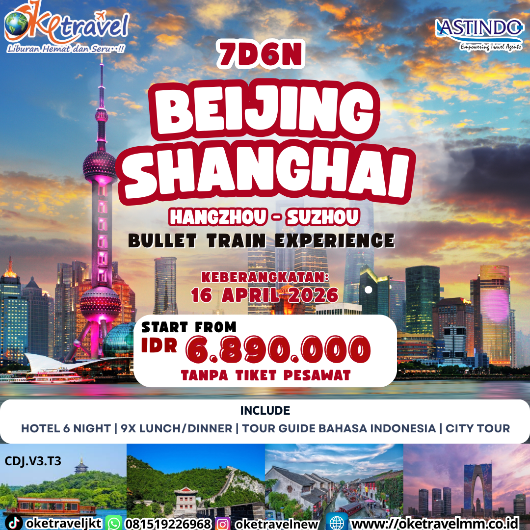 7D6N BEIJING SHANGHAI  BEIJING – SHANGHAI – HANGZHOU – SUZHOU  BULLET TRAIN EXPERIENCE | Dep 16 Aprill 2026