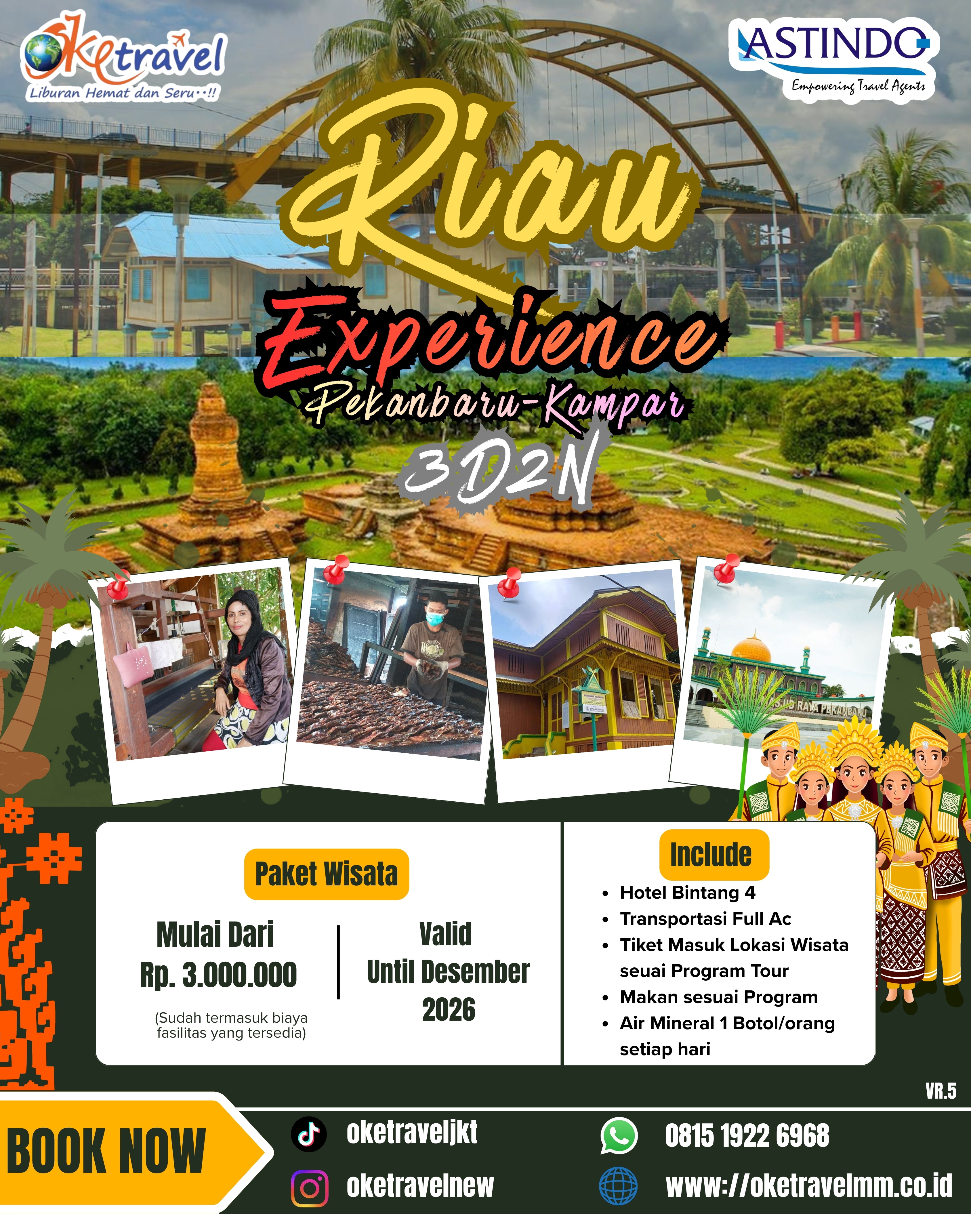 3HARI 2MALAM RIAU EXPERIENCE JELAJAH PEKANBARU KAMPAR|DEP LOW SEASON 2026