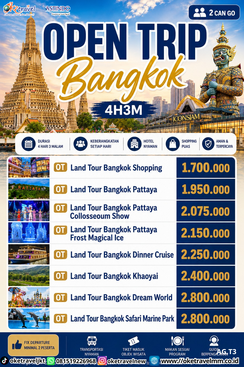 4H3M BANGKOK PATTAYA COLLOSSUEM SHOW | DEPT : S.D OKT 2026 