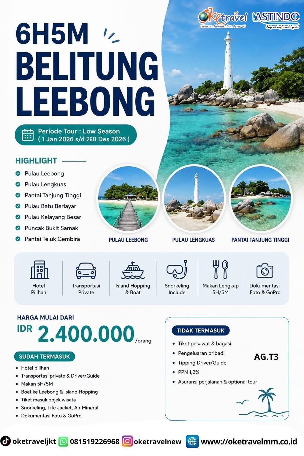 6D5N BELITUNG LEEBONG | DEPT : 1 JAN - 20 DES 2026 