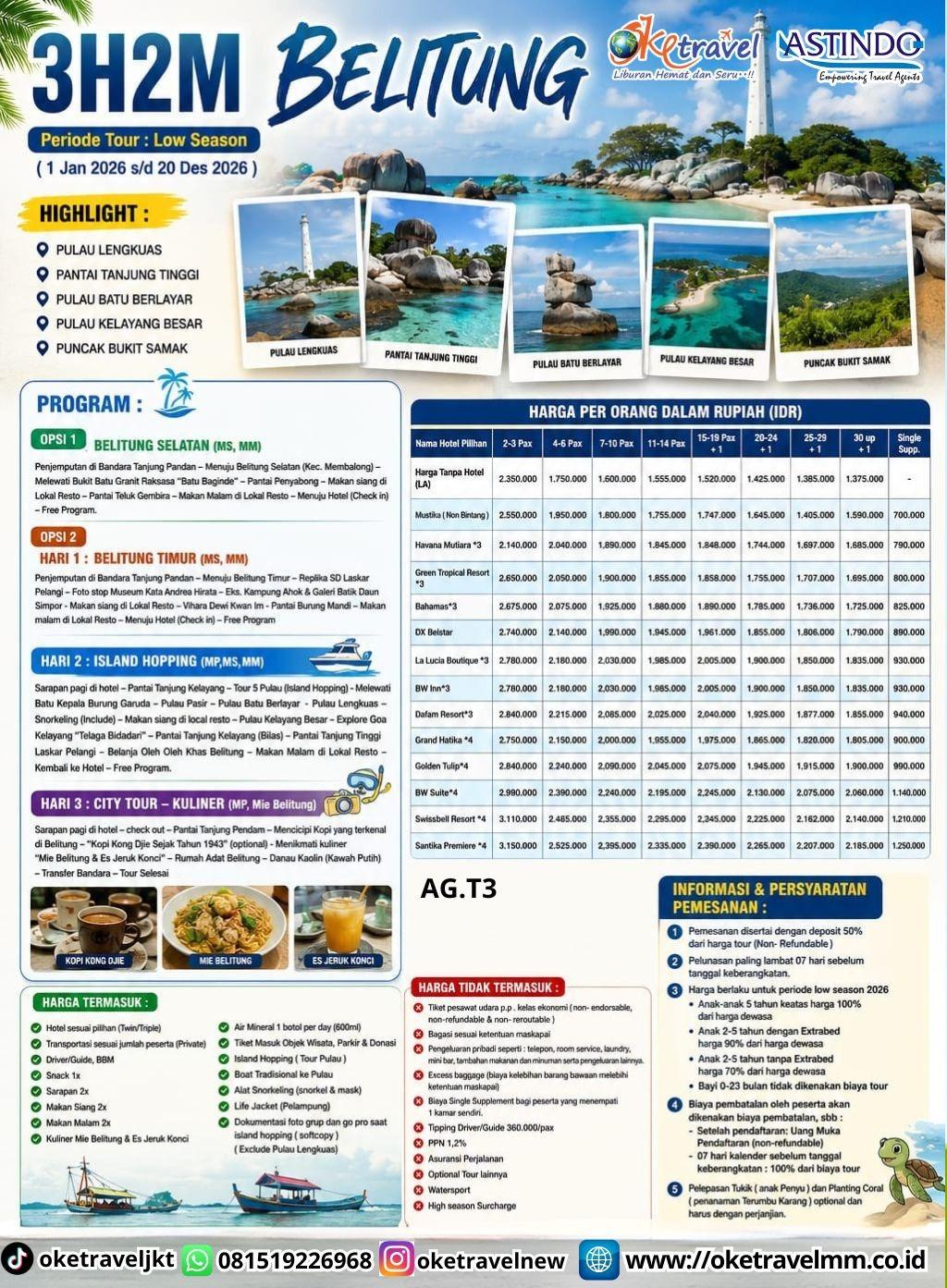 3D2N BELITUNG | DEPT : 01 JAN - 20 DES 2026 