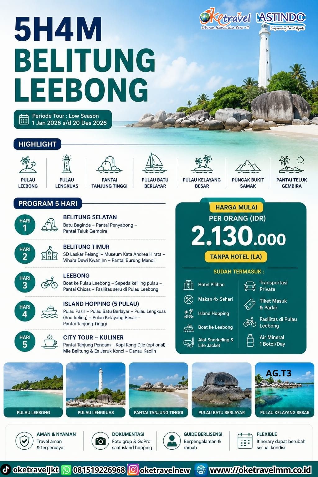 5D4N BELITUNG LEEBONG | DEPT : 01 JAN - 20 DES 2026 