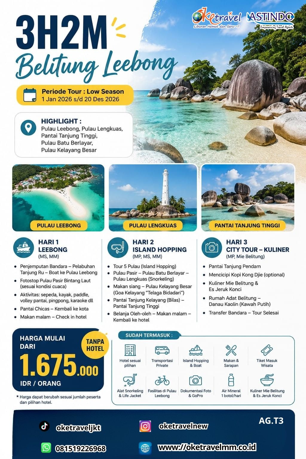 3D2N BELITUNG LEEBONG | DEPT : 01 JAN - 20 DES 2026 