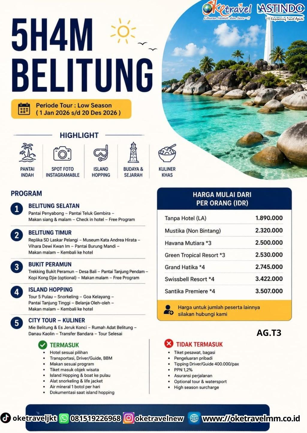 5D4N BELITUNG | DEPT : 01 JAN - 20 DES 2026 
