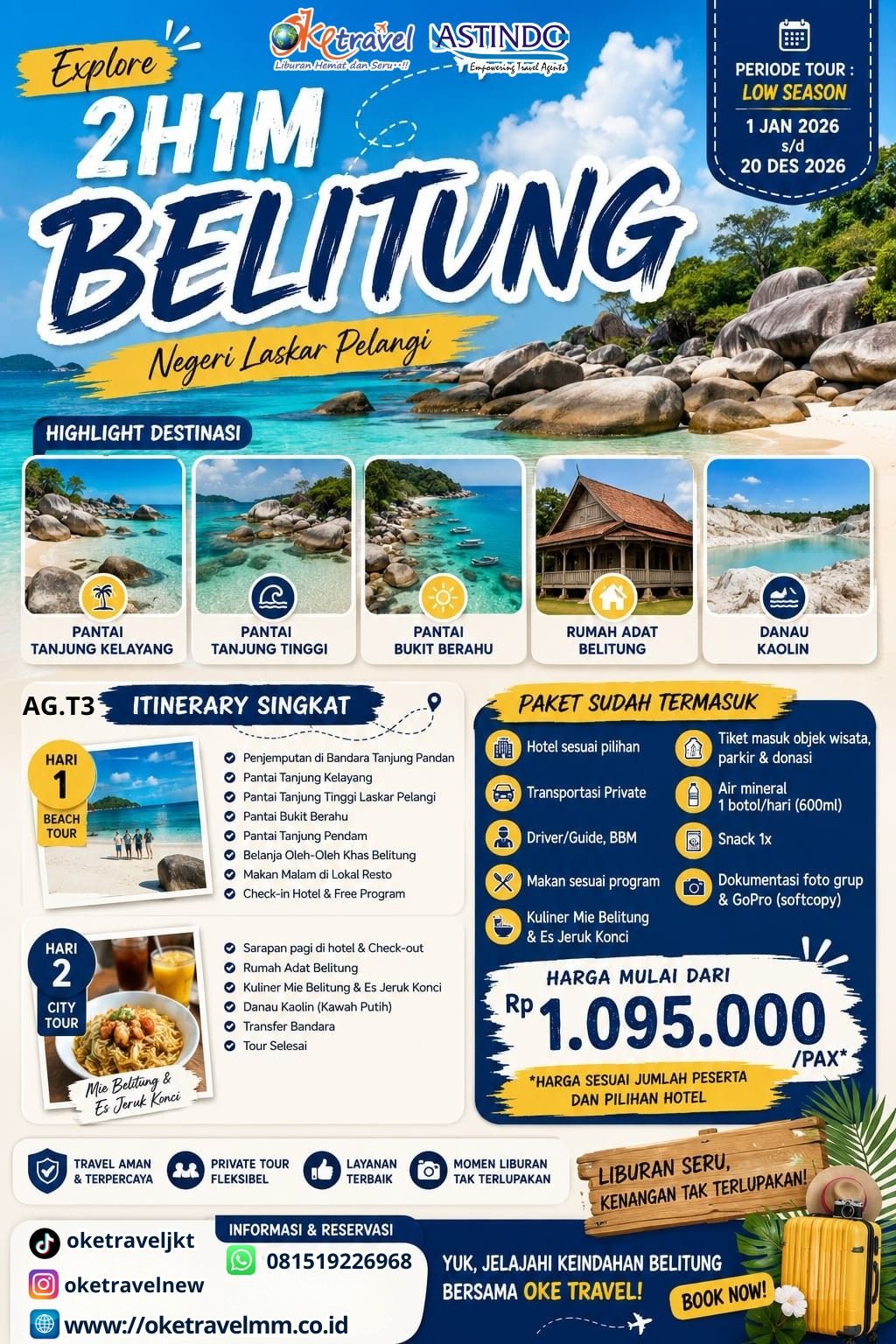 2D1N BELITUNG NEGERI LASKAR PELANGI | DEPT : 01 JAN - 20 DES 2026 