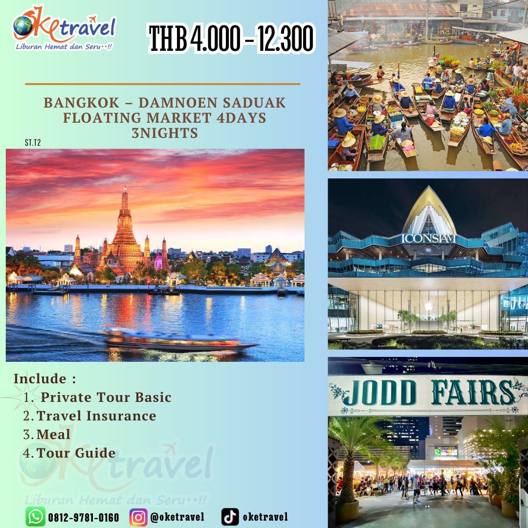 026 BANGKOK – DAMNOEN SADUAK FLOATING MARKET 4DAYS 3NIGHTS