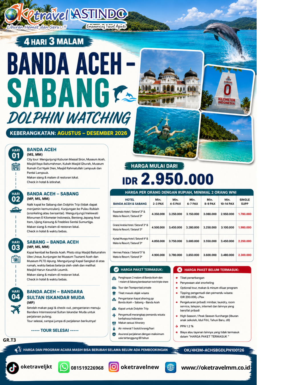 4D3N BANDA ACEH - SABANG DOLPHIN WATCHING | DEP: AGUSTUS - DESEMBER 2026
