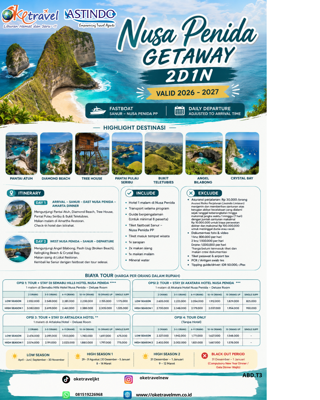 2D1N NUSA PENIDA GETAWAY | DEP: 2026-2027