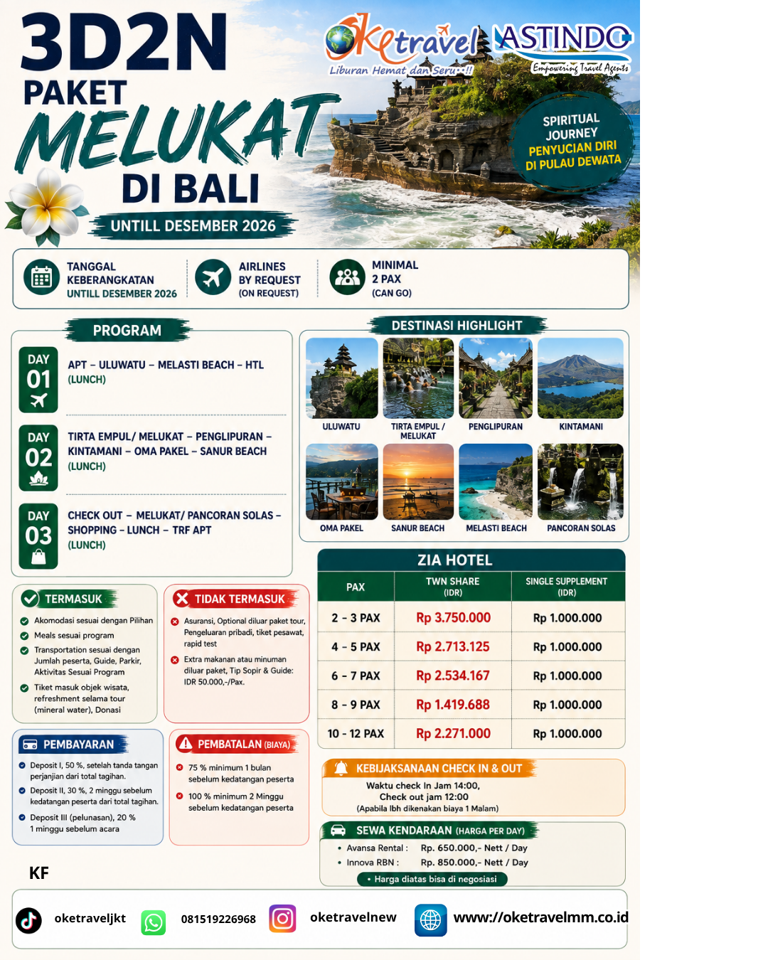3D2N PAKET MELUKAT DI BALI | DEP: UNTILL DESEMBER 2026 