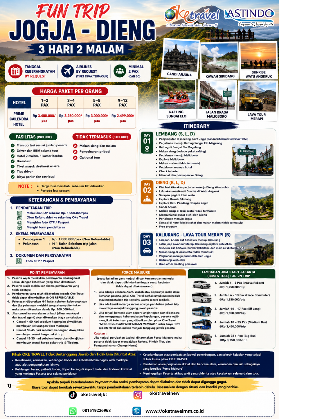 3D2N FUN TRIP JOGJA - DIENG | DEP: BY REQUEST