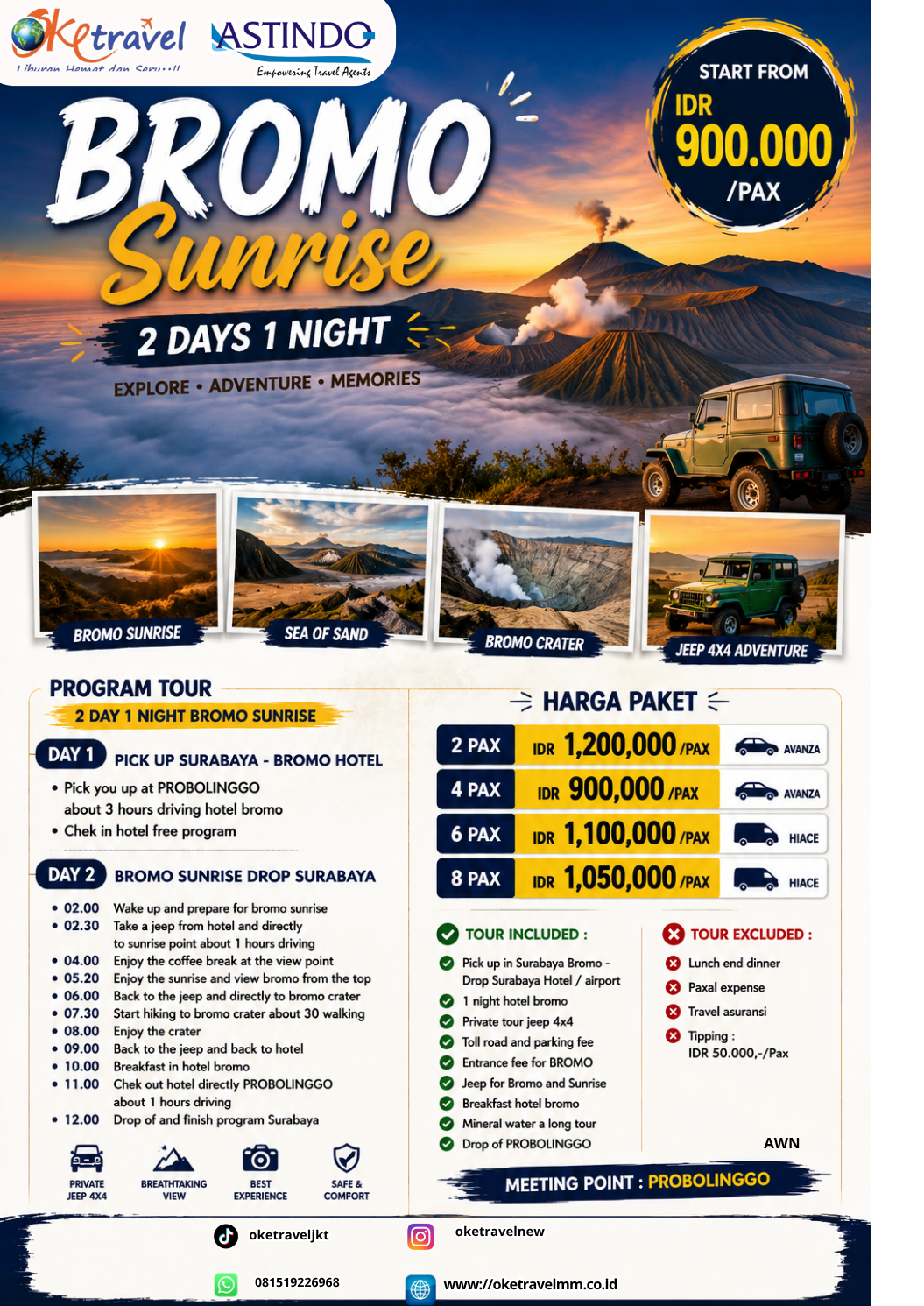 2D1N TOUR BROMO SUNRISE | DEP: BY REQUEST