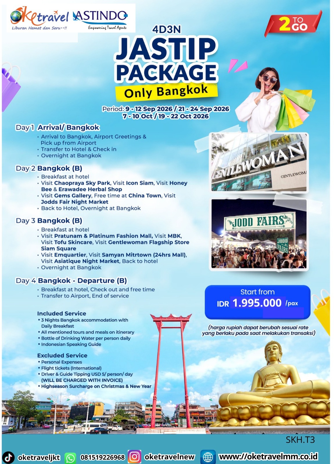 4D3N JASTIP PACKAGE ONLY BANGKOK | DEP : 9-12 SEP | 21-24 SEP | 7-10 OCT | 19-22 OCT 2026