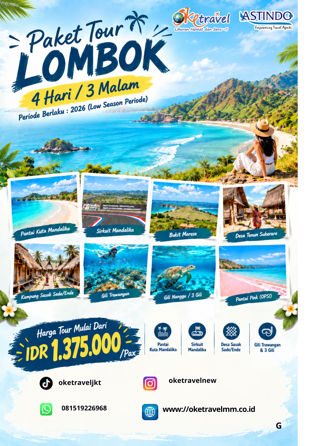 4D3N PAKET TOUR LOMBOK | DEP: LOW SEASON PERIODE UNTILL DESEMBER 2026 